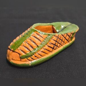 Vintage Handcrafted Mexican Folk Art Ceramic Huarache - Mini Pocket Ashtray